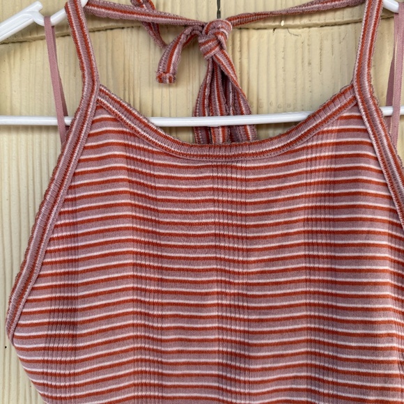 American Eagle Pink Striped Halter Top - Picture 2 of 4